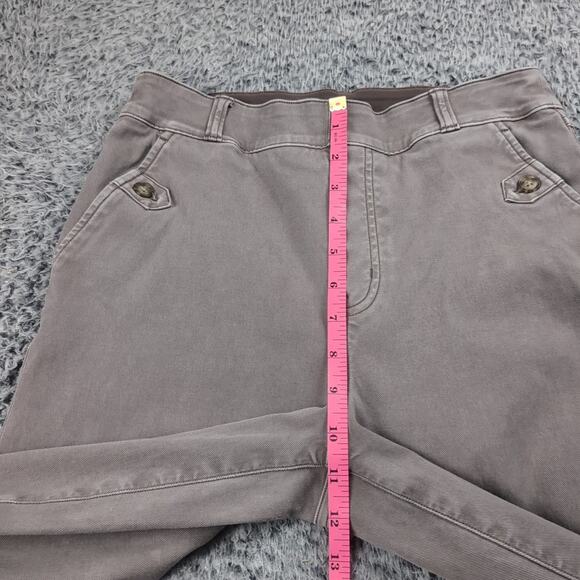 Spanx Pants Women Medium Beige Stretch Twill Wide Leg Pull On Khaki Cropped - Picture 7 of 10